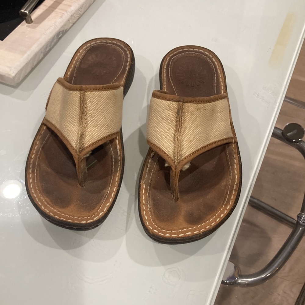 UGG Women's Leather Upper Fur lining Sandal Size 7